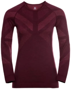 Ondershirt Odlo Women BL Top Crew Neck LS Kinship Warm Winetasting Melange