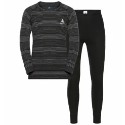 Baselayerset Odlo Kids Long Active Warm Eco Set Black Grey Melange
