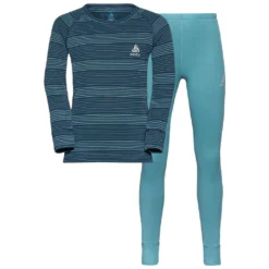 Baselayerset Odlo Kids Long Active Warm Eco Set Reef Waters Blue Wing Teal