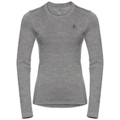 Ondershirt Odlo Women BL Top Crew Neck LS Merino 200 Grey Melange Grey Melange
