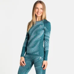 Ondershirt Odlo Women BL Top Crew Neck LS Blackcomb Eco Balsam Space Dye -Skimateriaal Winkel 188561 40390 3