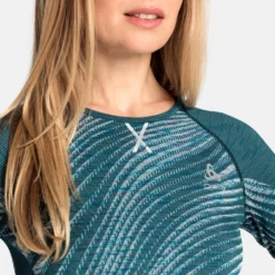 Ondershirt Odlo Women BL Top Crew Neck LS Blackcomb Eco Balsam Space Dye -Skimateriaal Winkel 188561 40390 5
