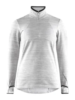 Shirt Craft Women Grid Halfzip Grey Melange