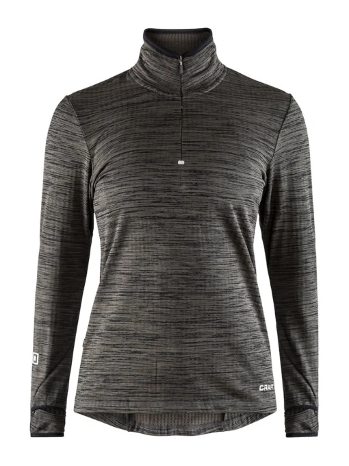 Shirt Craft Women Grid Halfzip Black Melange