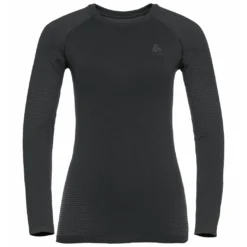 Ondershirt Odlo Women BL Top Crew Neck LS Performance Warm Eco Black New Odlo Graphite Grey
