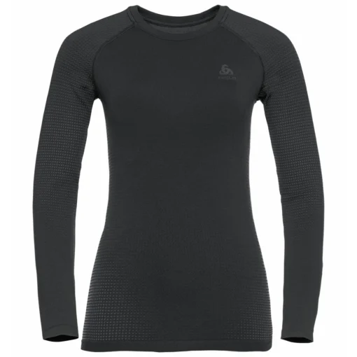 Ondershirt Odlo Women BL Top Crew Neck LS Performance Warm Eco Black New Odlo Graphite Grey