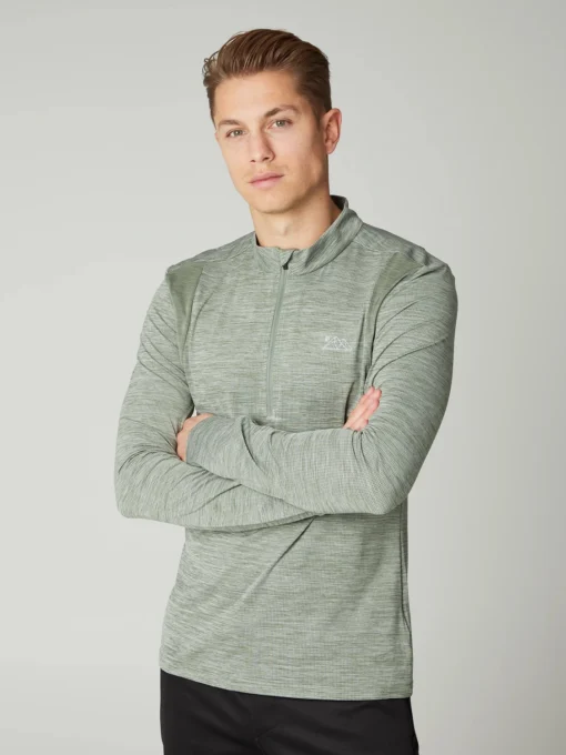 Skipully Protest Men Strayed 1/4 Zip Top Green Spray - Afbeelding 3