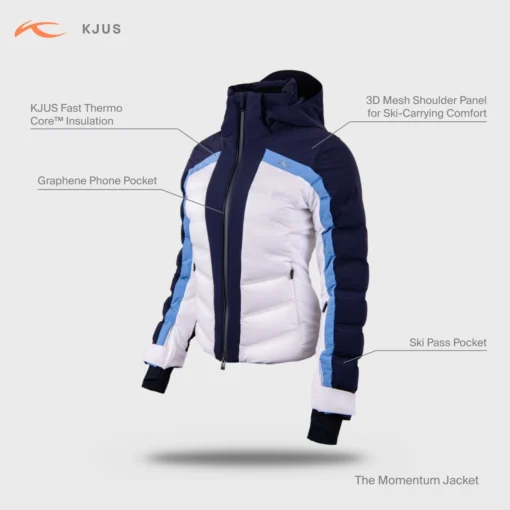 Ski Jas KJUS Women Momentum Jacket Deep Space-White - Afbeelding 6