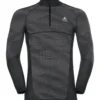 Skipully Odlo Men SUW Top Turtle Neck 1/2 Zip L/S Performance Black Odlo Concrete Grey Silver -Skimateriaal Winkel SUW Tor 1819 187112 60148 A